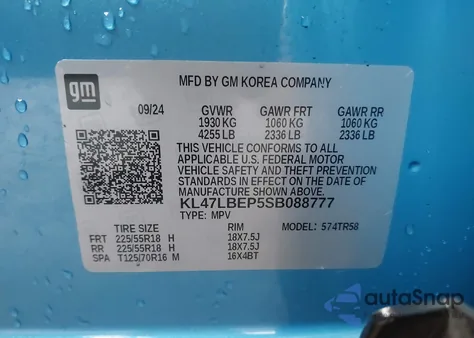 2025 Buick Envista Sport Touring Fwd from USA, damaged, VIN KL47LBEP5SB088777